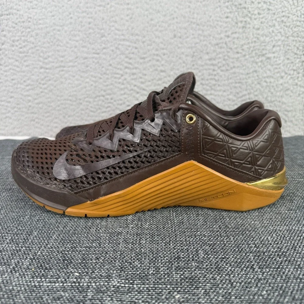 Nike Metcon 6 Training Shoes Mens 9 Brown Gold Gum‎ Premium CV1262-200